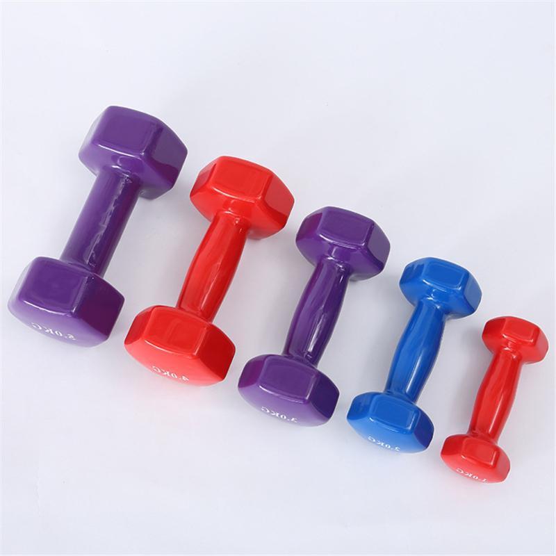 

2PCS Fitness Dumbbell Random Color Dipped Plastic Women's Sports Dumbbell Fitness Equipment Cast Iron Colorful1, Beige