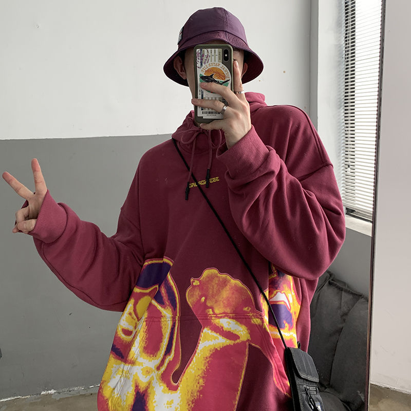 

2021 New Privathinker Men's Casual Oversize Hooded Hoodies Man Graphic Printed Sweatshirts Male Korean Streetwear Hoodie 3T38, Purple