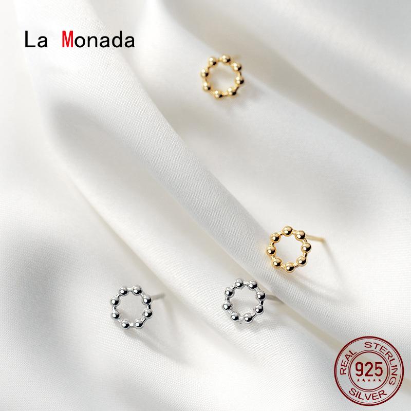 

La monada Round Women Earrings Stud 925 Sterling Silver Earring Minimalist Korean Stud Earrings For Women Silver 925 Female Ball