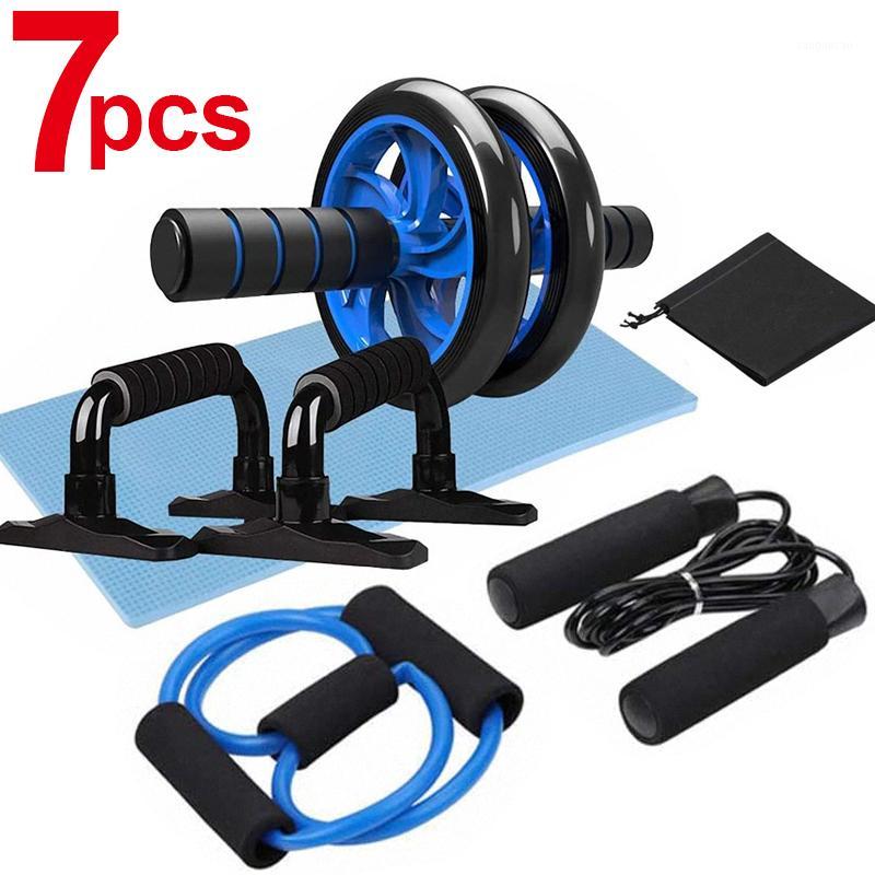 

Home Fitness Equipment Gym Abdominal Press Roller Wheel Resistance Band Jump Rope Push Up Bars Set Training Exercise Equipment1, 8 pieces set