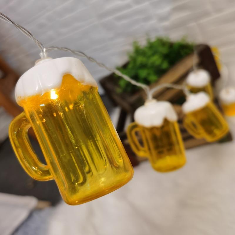 

Strings 10/20 Christmas Lights LED Beer Mug String Party Bedroom Decor Fairy Cristmas Decoration 2022
