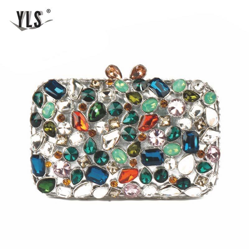

torebki damskie bolso fiesta mujer Crystal Evening Metal Clutches Small Handbag Purse Wedding Box Clutch Bag women, Blue