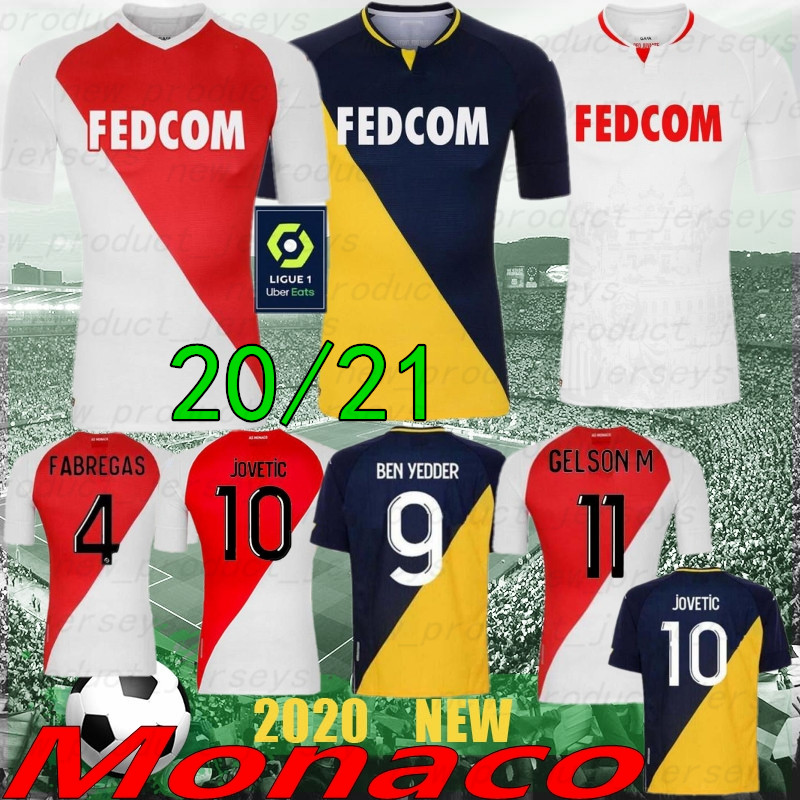 

Thailand 20/21 AS Monaco BEN YEDDER Soccer Jerseys JOVETIC GOLOVIN 2020 maillot de foot Flocage JORGE Men Football Shirt Top Quality, Monage