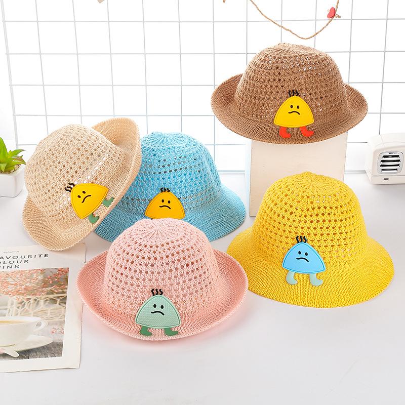 

Children's straw hat cartoon rice ball sun hat summer hollow out breathable beach cool baby lovely sun