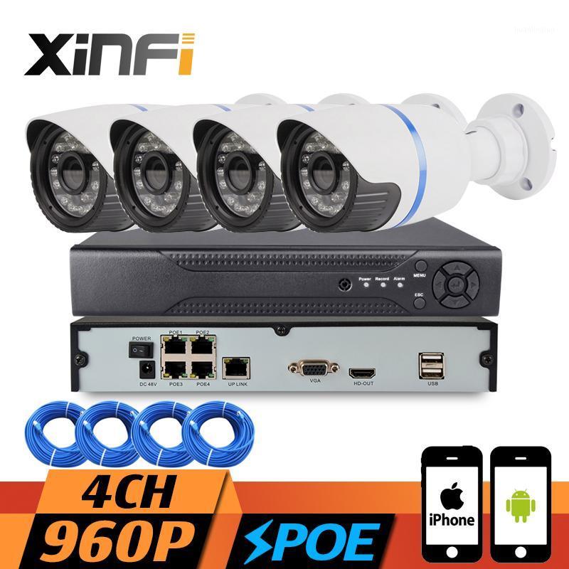 

XINFI 4CH POE CCTV System 4ch POE NVR Recorder 4 channel HD 960P IP Camera Home Security Camera System 1.3mp CCTV kit1