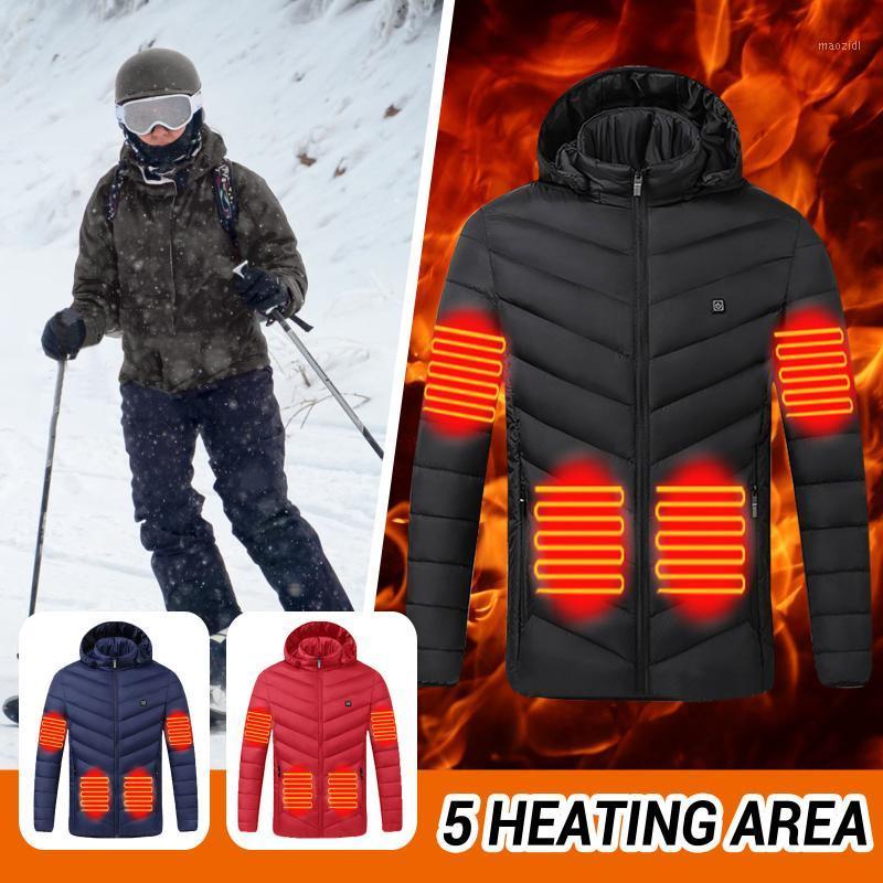 

Vest Electric Heated Jackets USB Electric Heating Hooded Coat Camping Hiking Hunting Thermal Warmer Winter Outdoor Nov 11st1, Red