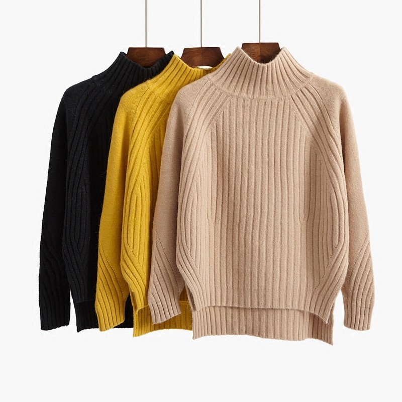 

2021 New Turtleneck Pullover Women Cotton Jumper Autumn Winter Korean Trui Jersey Mujer Knitted Pull Femme Hiver Streetwear Sweater 5zuc, Pink