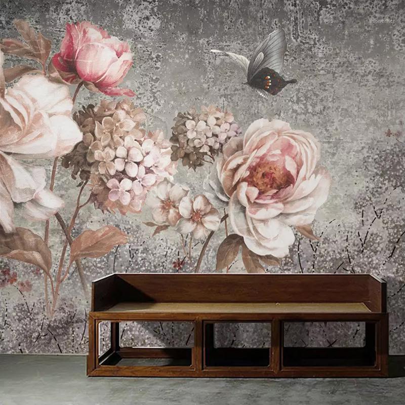 

Custom Mural Wallpaper European Style Vintage Oil Painting Flower Floral Fresco Living Room Bedroom Wall Decor Photo Wall paper1, As pic