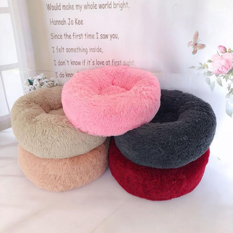 

Round Long Fur Pet Cat Kennel Bed Mat Colorful Plush Pet Cat Kitten Sleep Sofa Winter Keep Warm Christmas Gift Supplies1