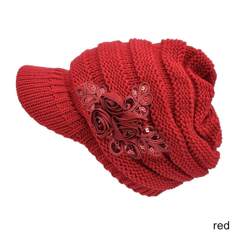 

Women Winter Warm Crochet Peaked Beanie Cap Knitted Skull Cap Beret Hat SER88, Black