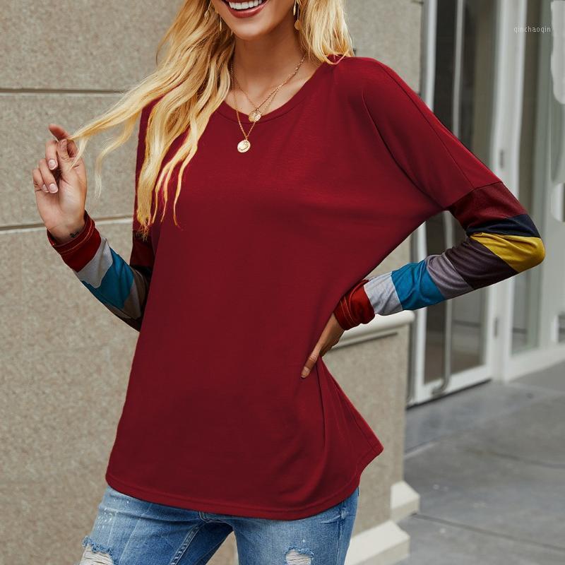 

Autumn Women Sweatshirt Casual Long Sleeve Fashion Womens Casual Loose Round Neck Stripe Stitched T-shirt Top sudaderas mujer #Z1, Black