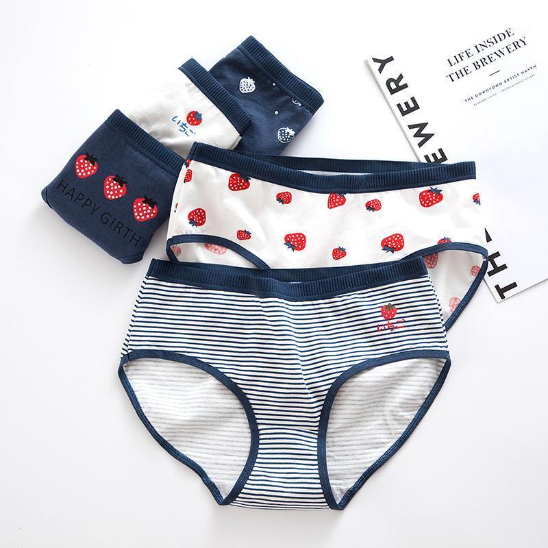 

Sexy Strawberry striped Panties Cotton Japanese Women Knickers Fashion ladies fruit Briefs Breathable Underwear Female Lingeries1