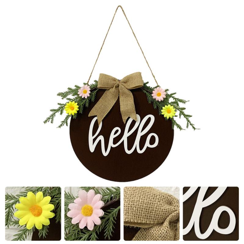 

1pc Unique Hanging Wooden Board Decor Hanging Greeting Decor Door, As shown