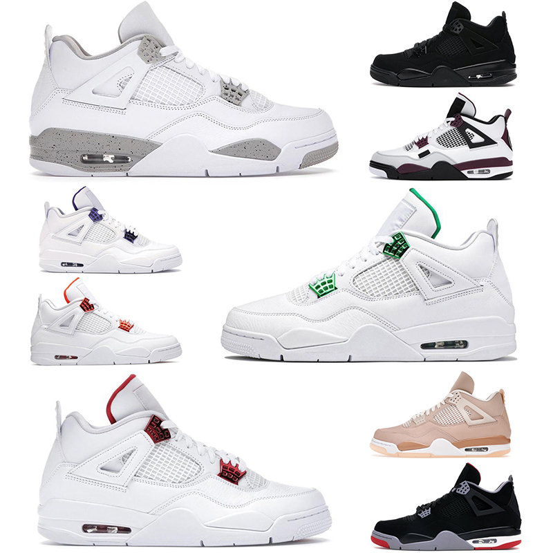 

4 4s basketball Shoes Mens Womens Black Cat Wihte Oreo Sail Metallic Green Red Thunder DIY what the men women trainers sport sneakers, #37