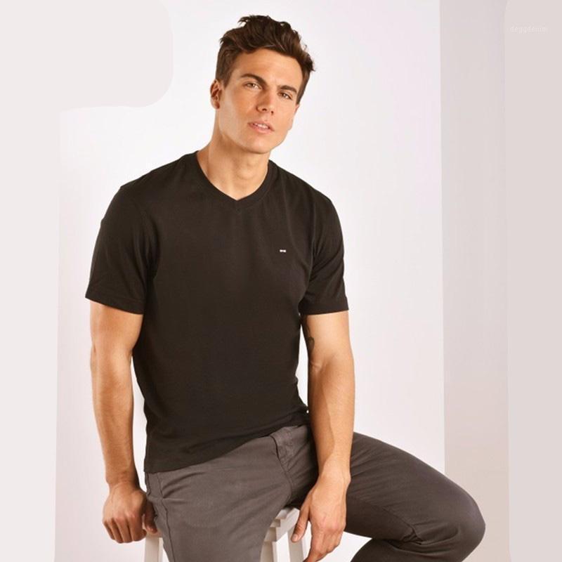 

Park Fashion Solid Color V-neck Men's T-shirt Summer Short Sleeve Casual T-Shirt the ru gby Eden mens Top Tees Shirt1, Black