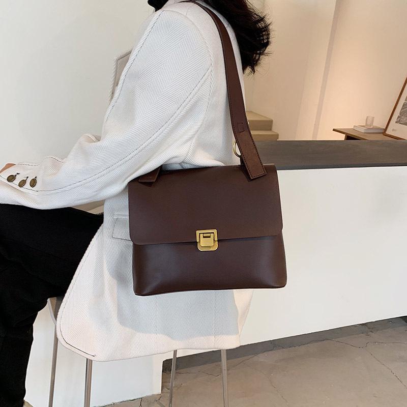 

Casual retro ladies shoulder bag designer brand female handbag luxury Pu leather messenger bag bags for women 2021, Black