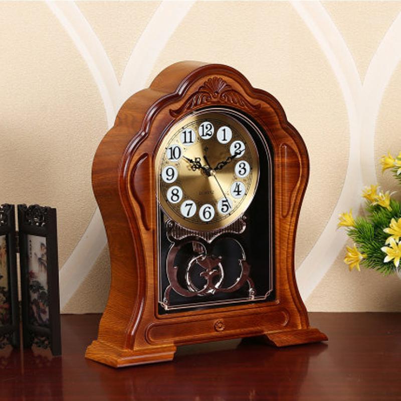 

New Nordic Plastic Table Clock Home Decoration Living Room Imitation Wood Table Clock Bedroom Mute Desktop Watch Vintage1