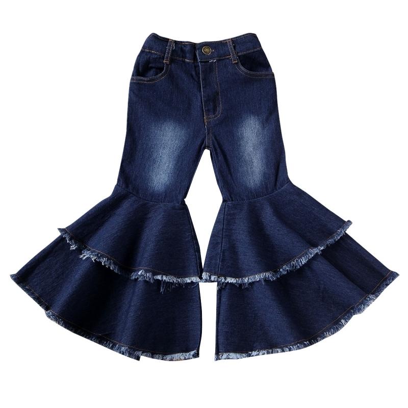 

2021 New Toddler Jeans For Girls Baby Kids Fashion Wide Leg Pants Flare Jeans Children's Trousers Pantalon Patte Elephant, Blue