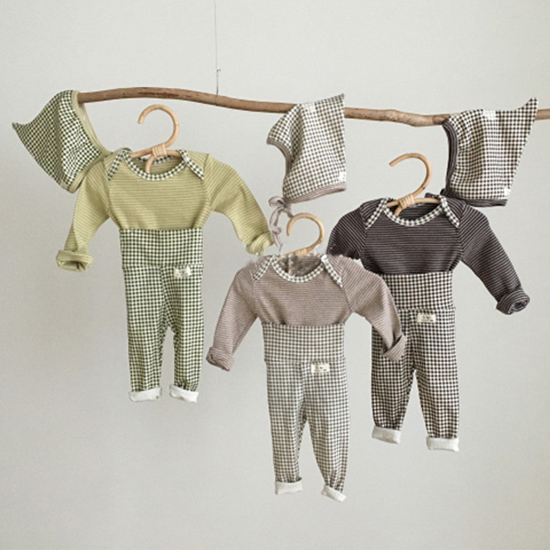 

2021 Spring New Baby Kids Boys and Girls Stripe Pajamas Set Long Sleeve Tops High Waist Leggings Outfits Clothes Vevs, Bs122306set2