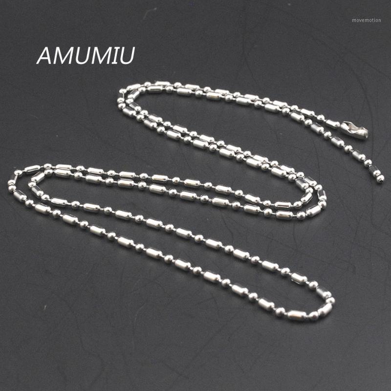 

AMUMIU 40/45/50/55/60/65/70 CM Stainless Steel Titanium Tide Wild Bamboo Bead Chain Necklace HZN0001