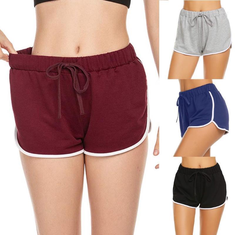 

2020 Women Sports Yoga Shorts Workout Fitness Running Sport Female Shorts Cotton lace up High Waist Cycling Sport Shorts#05081, Black