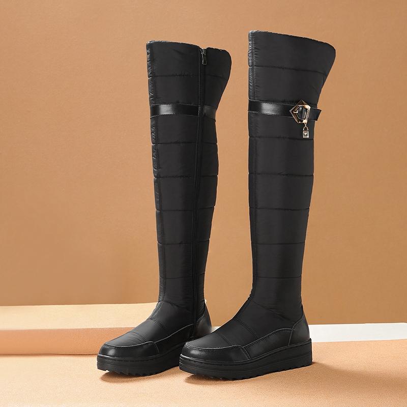 

New arrival winter warm women snowshoes Over knee boots natural Genuine leather snow boots women Fur one leisure Sports, Black