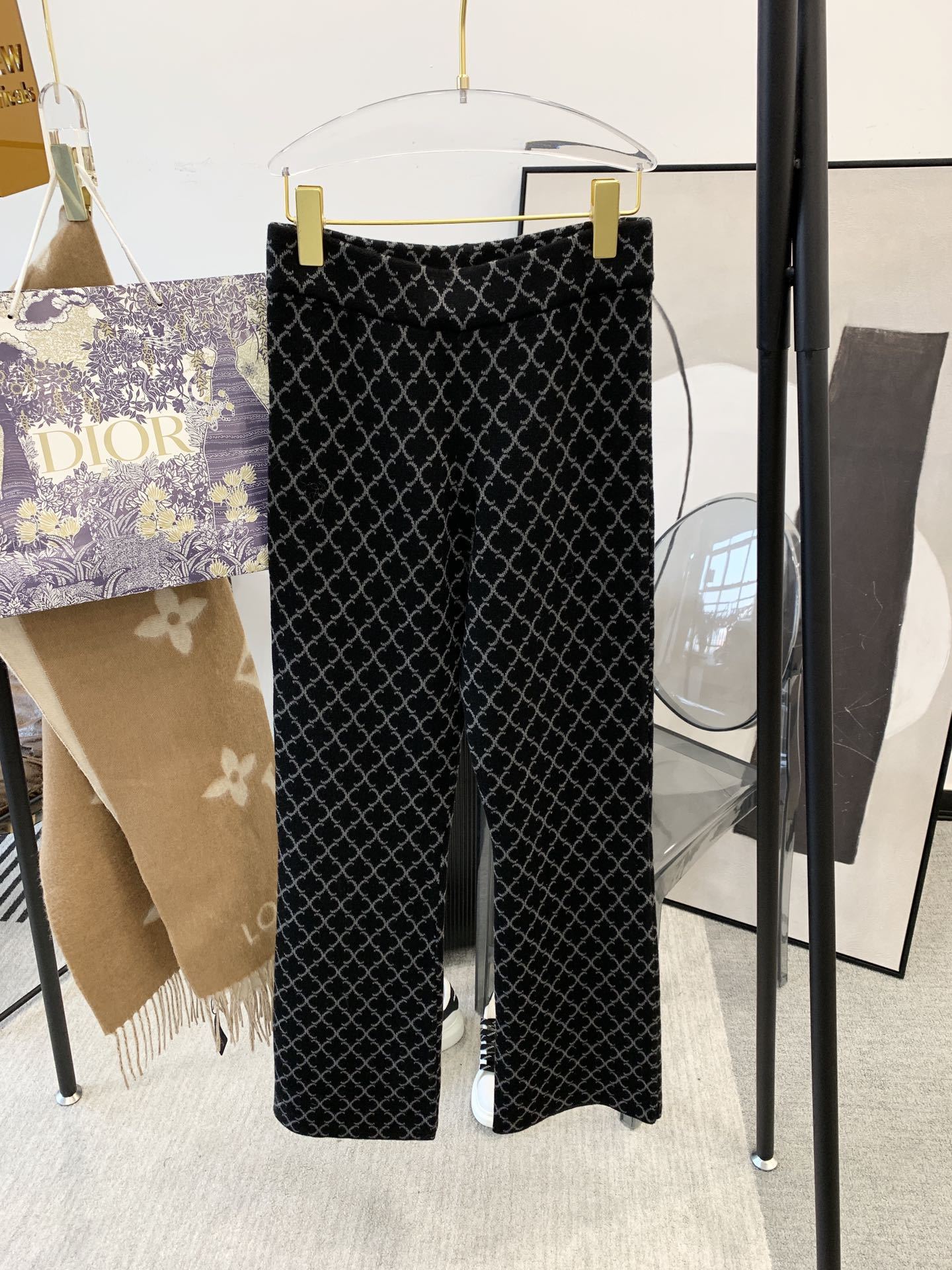 

Early spring 2021 new pattern wide leg pants loose and thin slit leisure pants for women, Black