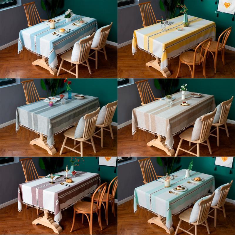 

New Year linen Embroidery Tablecloth Macrame Table Cloth Dinner Party Sold Printed Cotton Table Cover Banquet Decorations1, Blue