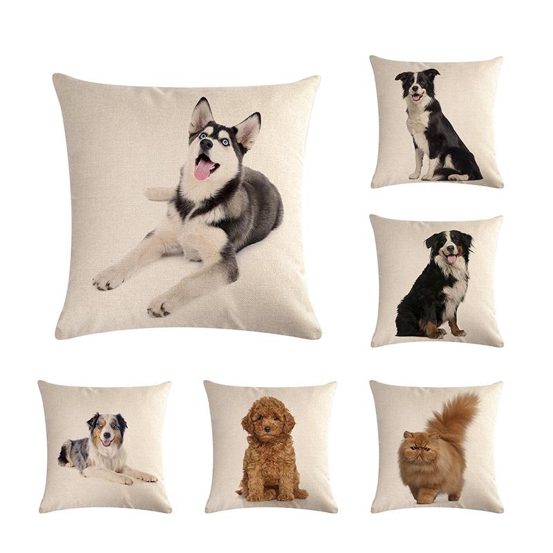 

Cute Dogs Throw Pillow Covers Decorative Pillow Cases Home Nursery Decor Cotton Linen Home Sofa, 19