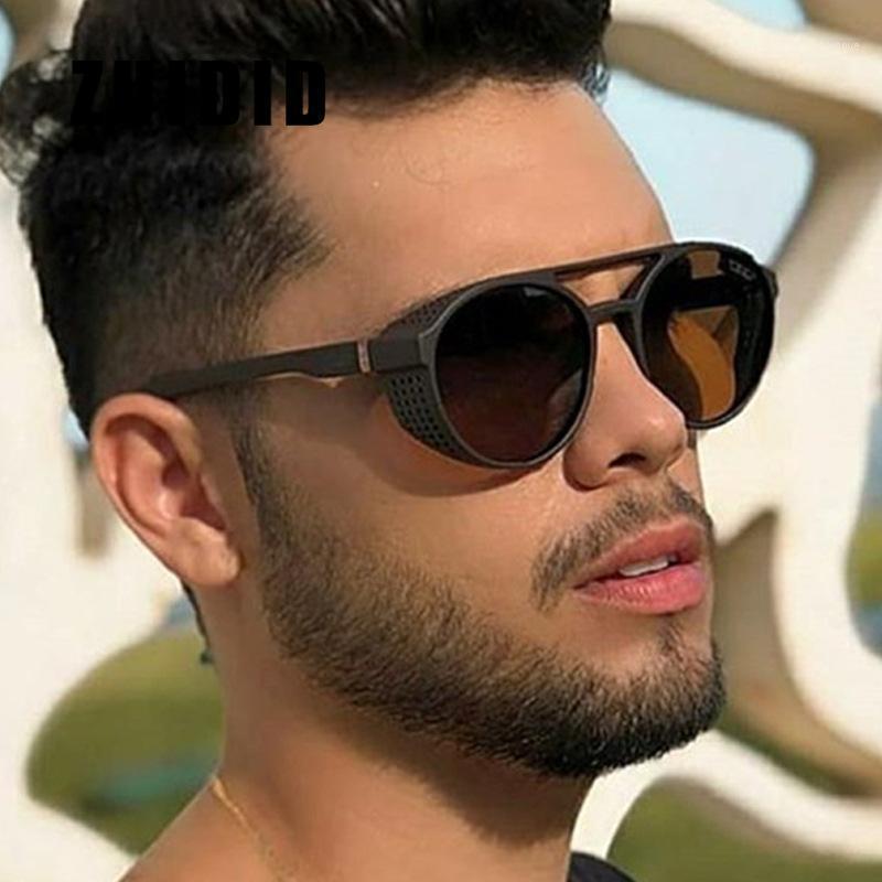 

Steampunk Sunglasses Men 2021 New Brand Designer Fashion Trend Round Windproof Sun Glasses UV400 Shade Masculino1