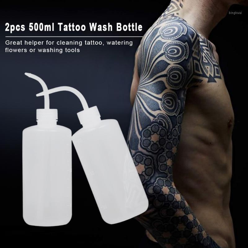 

2pcs 500ml Tattoo Wash Bottle Plastic Green Soap Squeeze Bottle Flower Watering Can Kit Curved Nozzle Tattooing Cleaning Tool1
