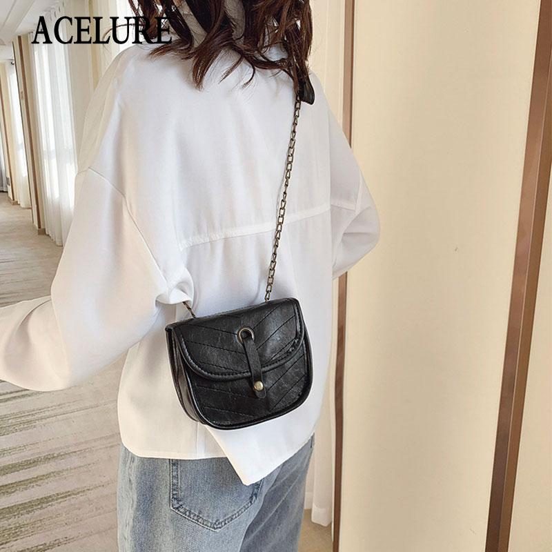 

ACELURE Hart Fashion Women Ladies Shopping Purse Beautiful Flap Saddle Bags Solid Color PU Leather Small Shoulder Crossbody Bags, Black