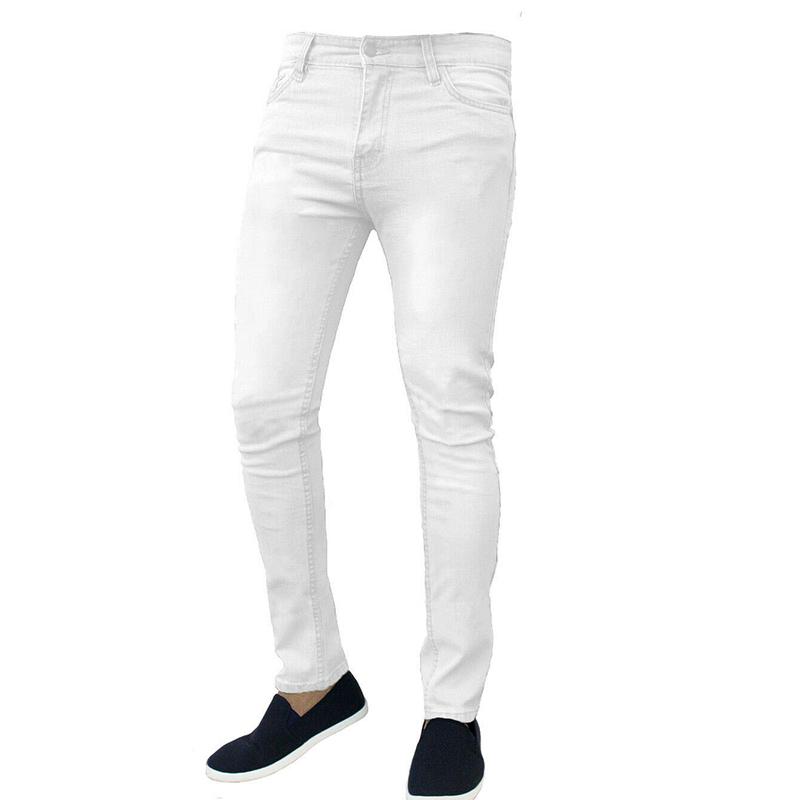 

Classic simple jeans long casual tattered new pants high quality European and American men stretch small straight jeans, Black