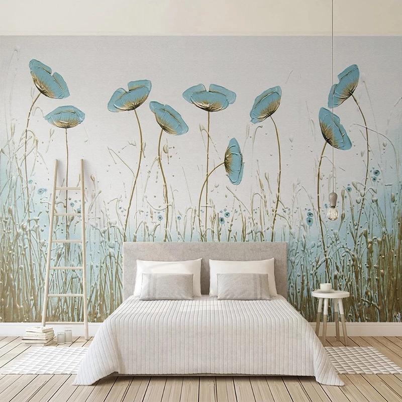 

Custom 3D Photo Wallpaper Beautiful Green Flowers Bedroom Dining Room Living Room Background Large Mural Wallpapers Home Decor, Silk cloth