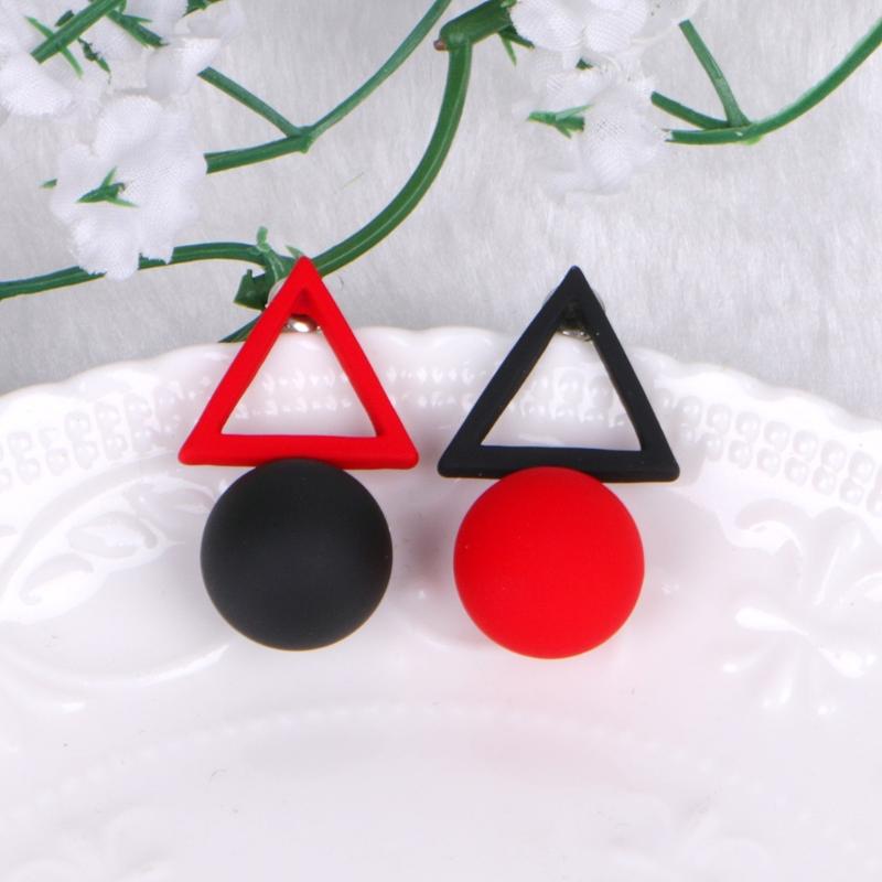 

Fashion Jewelry Big Long Acrylic Black White Triangle Studs Earrings For Women