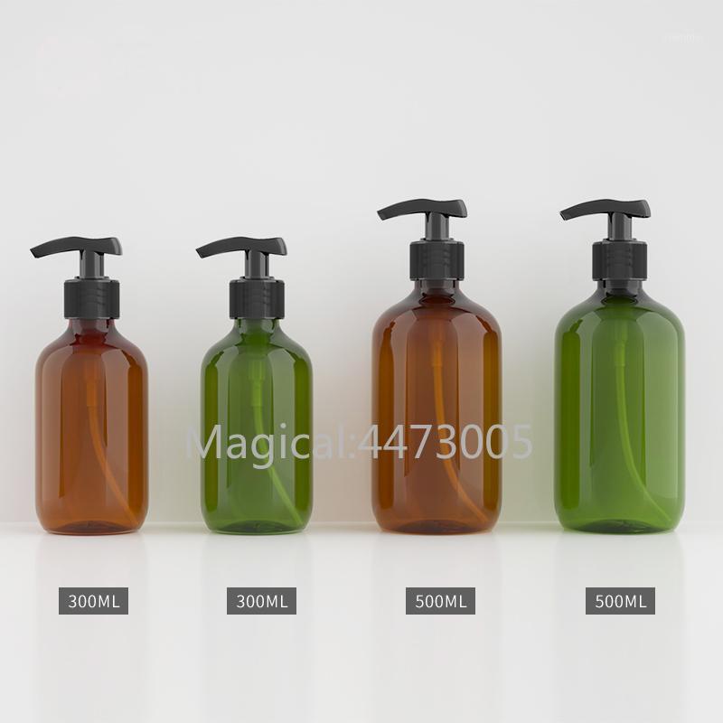 

20pcs 300/500ml Cosmetic Empty Brown/Dark Green Lotion Pump Bottle, Pressed Emulsion/Skin Care/Cream Container, Shampoo Package1