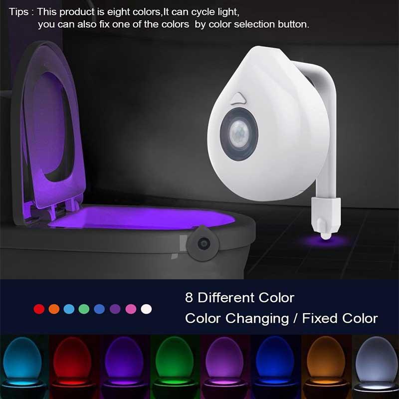

1 pc LED toilet light human body induction night light 8 color replaceable battery powered environmental protection