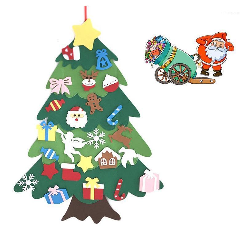 

Felt Christmas Tree Kids DIY Merry Christmas Decor For Home 2020 Tree Ornament Santa Claus Wall Hanging Ornaments1