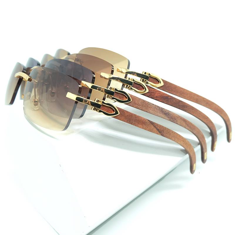 

2021 New Luxury Square Men Carter Wood Rimless Mens Sunglasses Brand Designer Eye Glasses Frames for Women Gafas De Sol Hombre Ey29