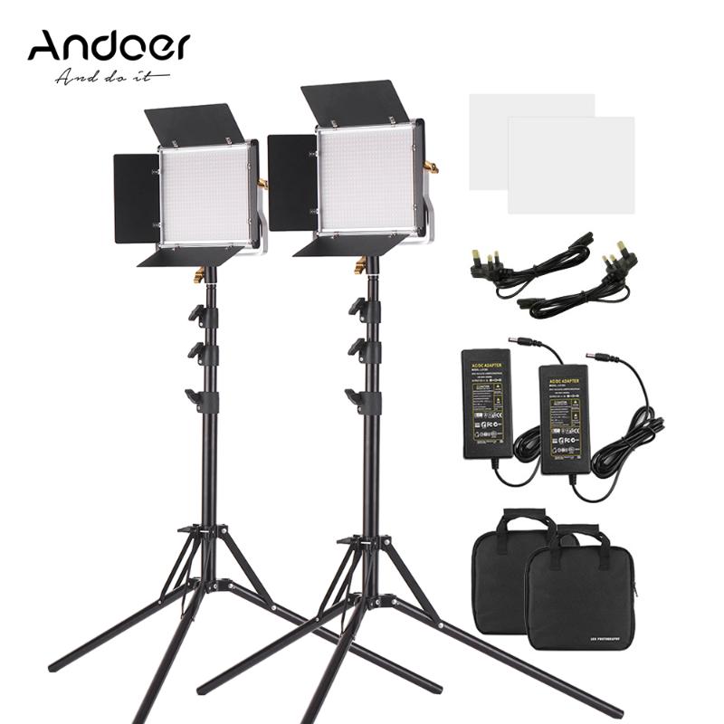 

Andoer 2 Packs 78.7 Inch LED Video Light Stand Kit 660 LEDs Bi-Color Light U Bracket+Barndoor for Studio Video Outdoor Shooting