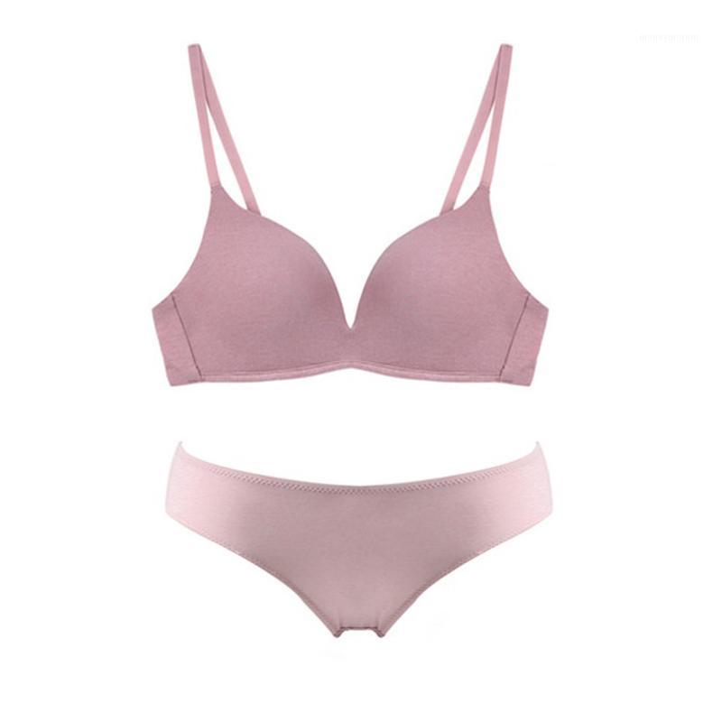 

Elovegril Seamless Bra Woman Panties Female Underwear Light Comfortable Wire Free Small Chest Pink Glossy Push Up Bra Set1, Blue