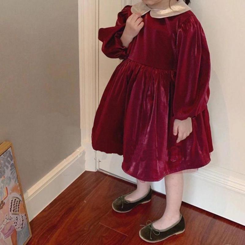 

2021 New Autumn Children Princess Winter Baby Girl for Solid Color Plus Veet Girls Long Sleeve Ifpp, Dress
