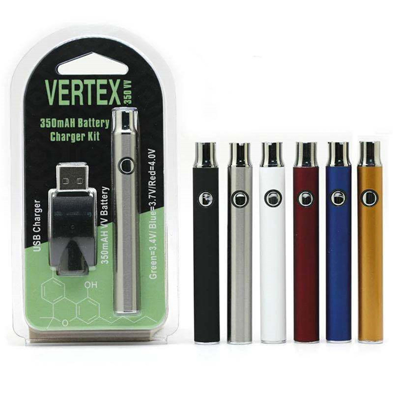 

Preheating Vertex VV Battery Charger Kit 350mAh Oil Preheat Battery E Cigarettes Vape Pens Battery Fit 510 Thread Atomizers