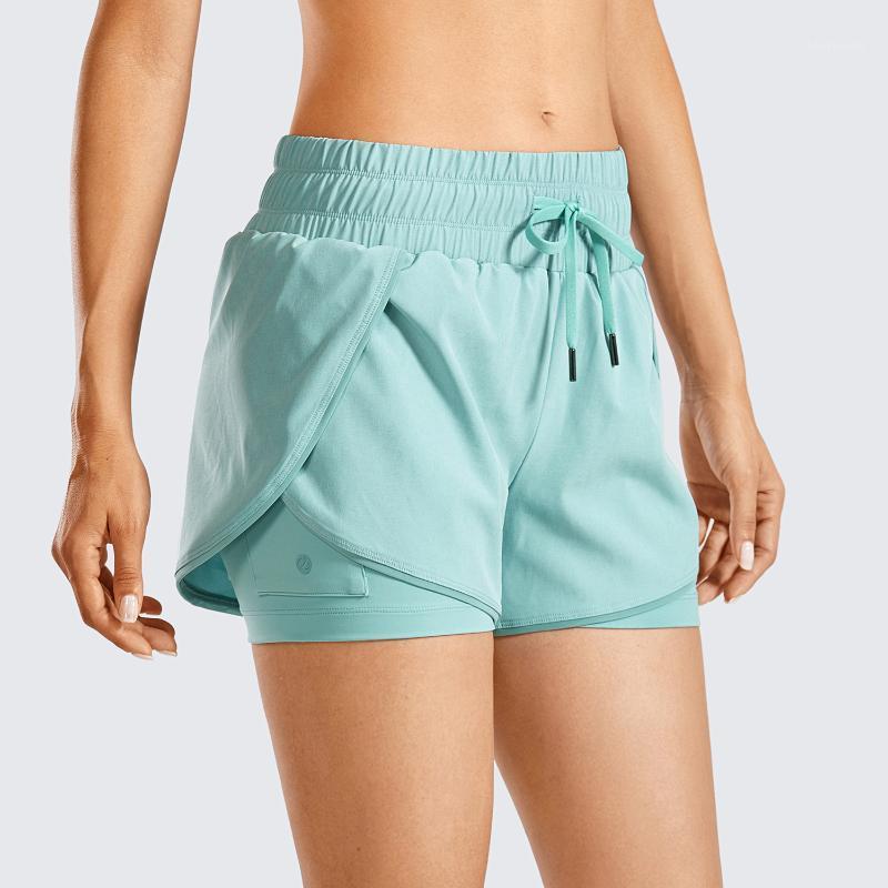 

Workout Running Shorts Women with Liner 2 in 1 Athletic Sports Shorts Gym Quick-dry Breathable with Zip Pocket- 3 inches1, Light grayish blue04