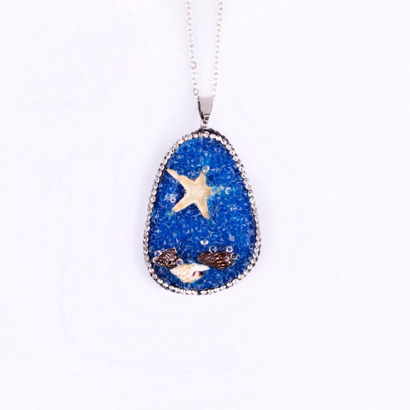 

Pendant Necklaces 8 Colors Long Chain Natural Shell Quartz Starfish Necklace For Women