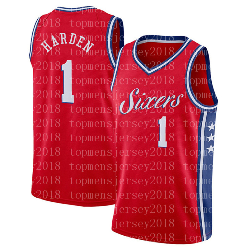 

Jame 1 Harden Basketball Jerseys Ben 25 Simmons Jersey 2022 black red white