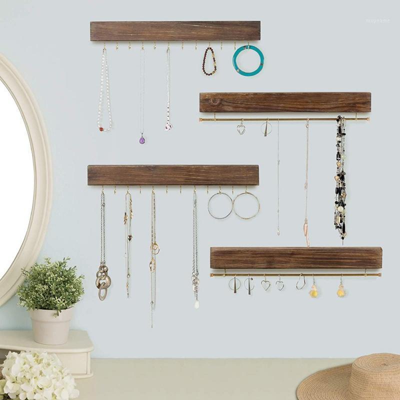 

Wooden Adhesive Jewelry Wall Mount Storage Hooks Wrought Iron Jewelry Hook Holder Organizer Necklace Earring Display Stand1