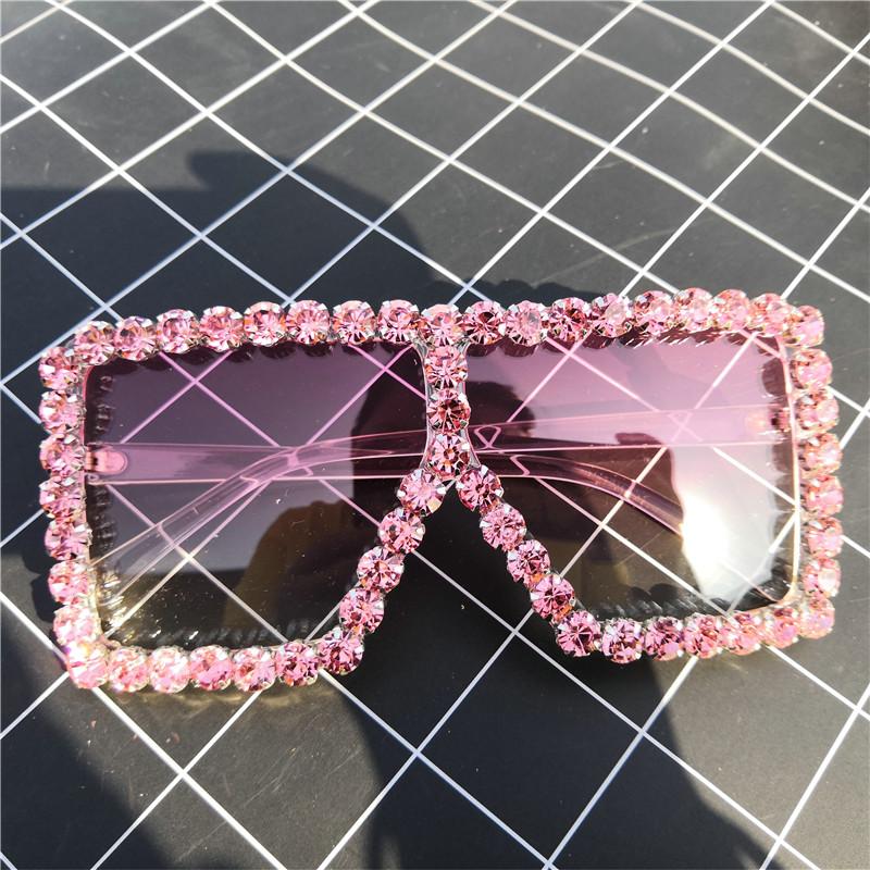 

Sunglasses Vintage Female Square Diamond Women 2021 Brand Designer Fashion Oversized Candy Color Colorful Rhinestone Shades FML