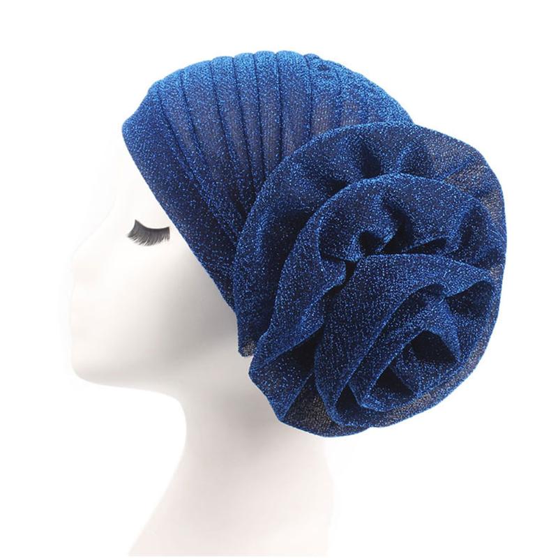 

Women Solid Fashion Elegant Flower Chemotherapy Cap Accessories Glitter Beanie Muslim Hats For Cancer Hair Loss Casual Turban, Black