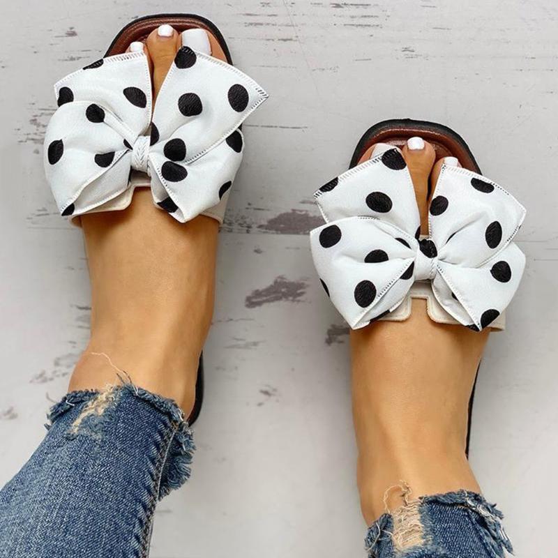 

Slippers Women Sandals Bow Summer Sandals Dot Slipper Women Summer Beach Indoor Outdoor Shoes Female Fashion Floral Shoes 3.30, Bk